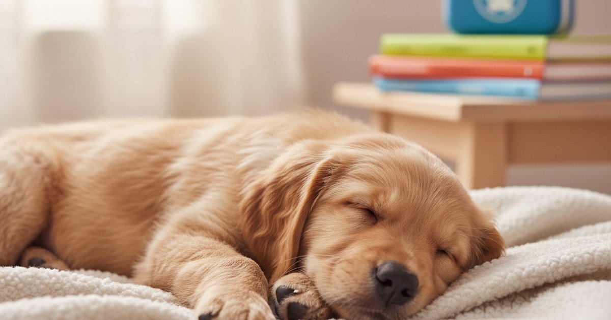 A guilty-looking Golden Retriever puppy sitting next to a chewed-up sneaker