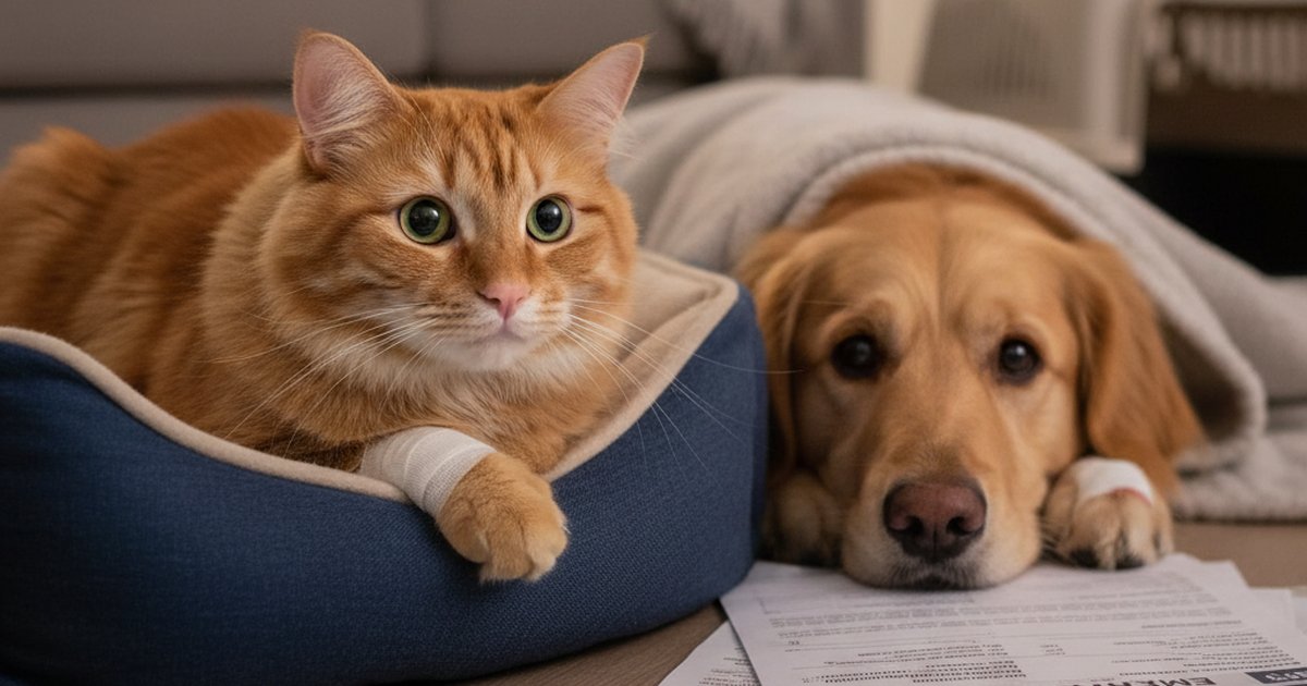 Anxious pet owner sitting in a brightly lit veterinary emergency waiting room