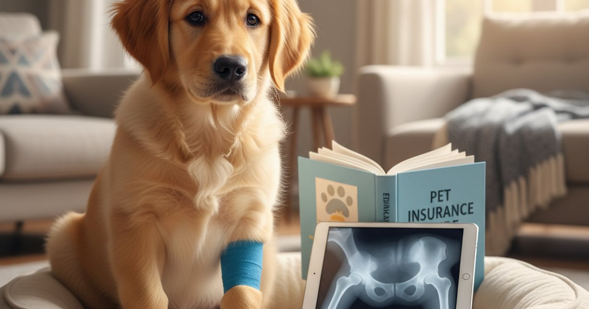 Veterinarian examining a golden retriever's hip joints