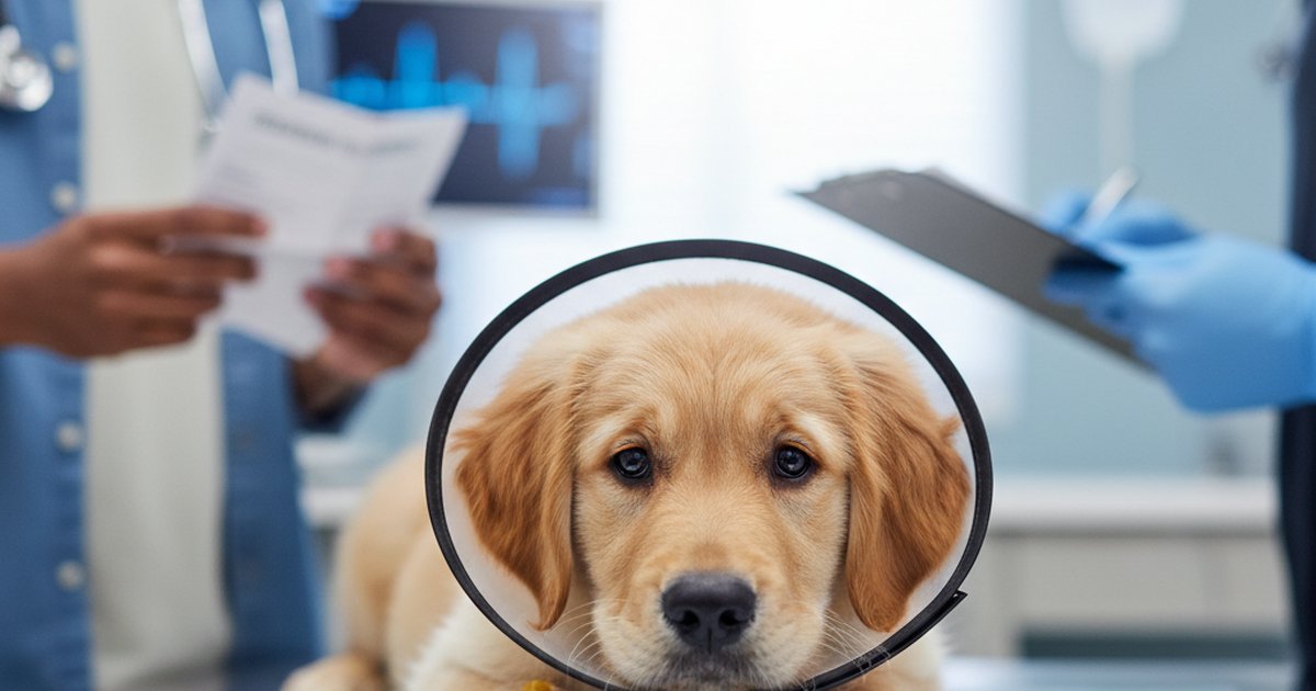 Veterinary technician examining a dog's lymph nodes