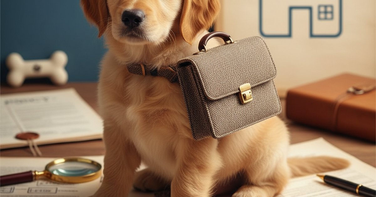 Person comparing dog insurance quotes on a laptop with a dog nearby