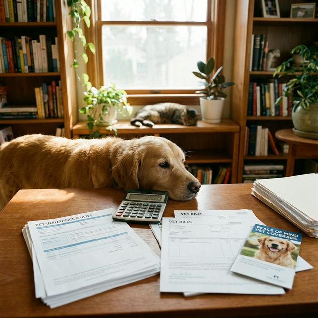 Office worker with pet insurance benefits