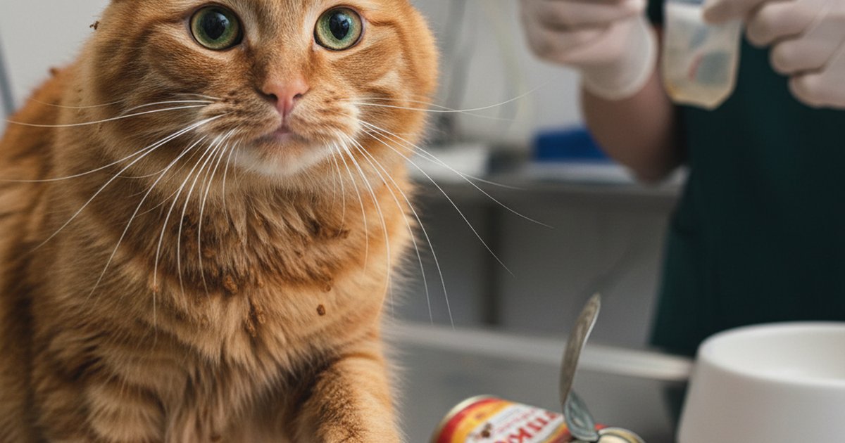 A cat eating wet food from a bowl
