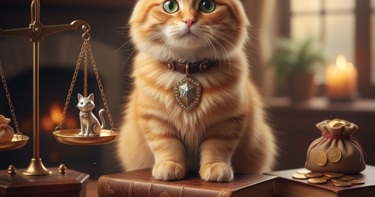 A curious tabby cat looking at a veterinary bill on a desk