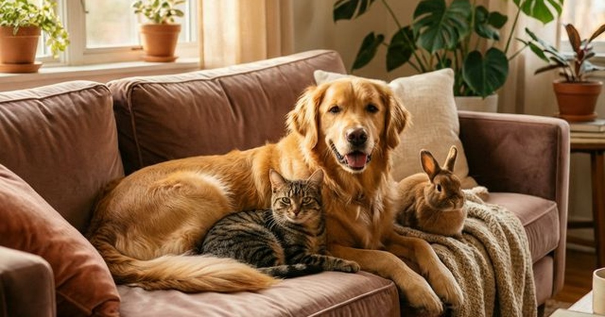 Multiple pets sitting together with insurance discount concept