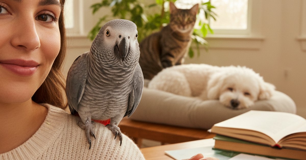 A colorful macaw and a lop-eared rabbit representing avian and exotic pets covered by insurance
