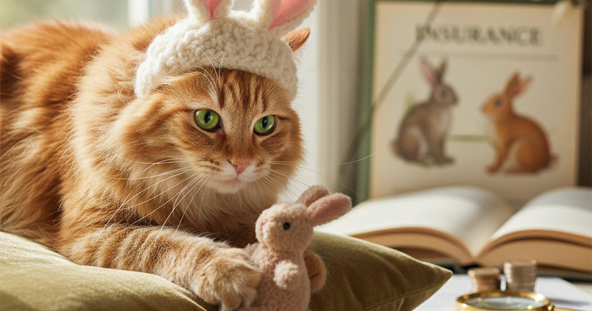A cute domestic rabbit sitting on an examination table at the vet