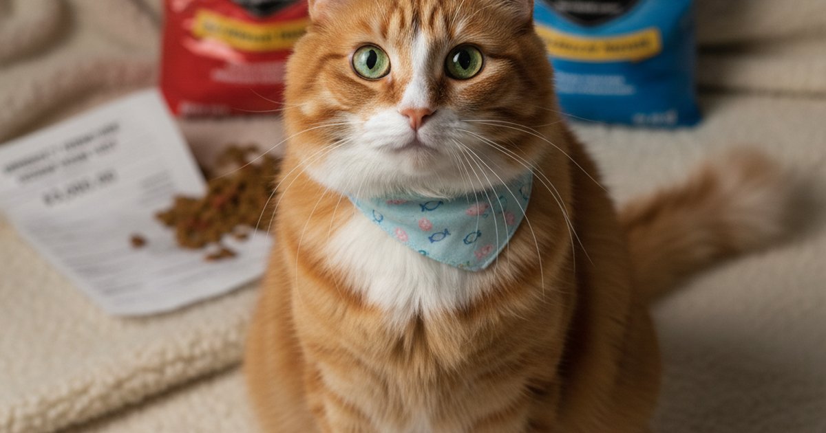 An orange tabby cat eating dry kibble from a bowl