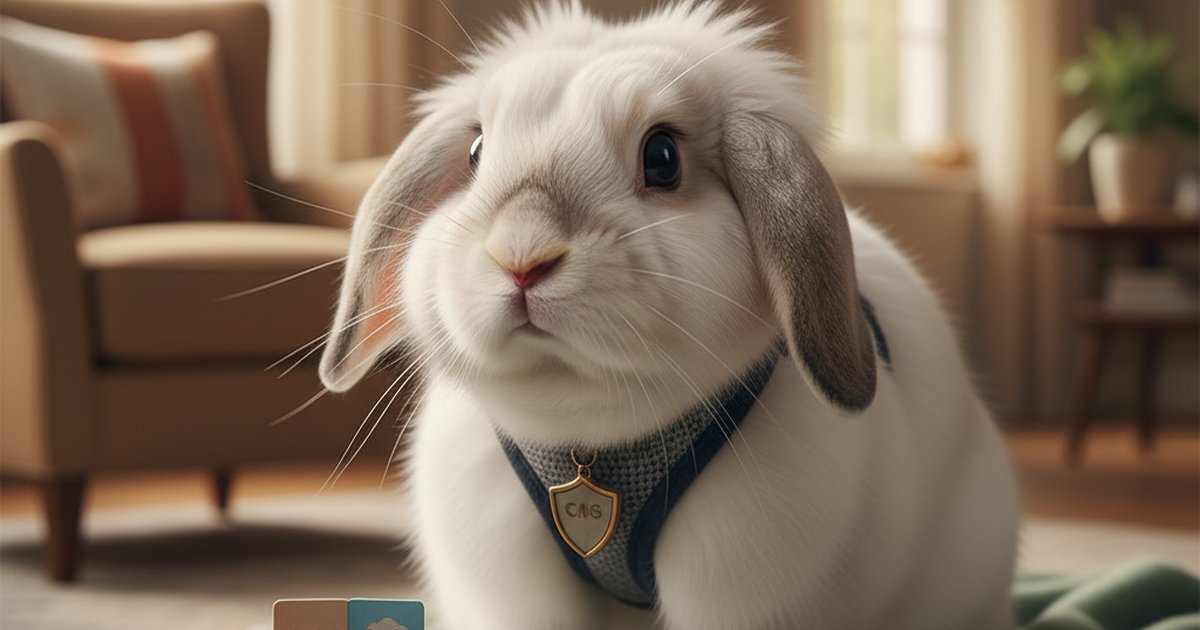 A cute rabbit sitting next to a veterinary stethoscope