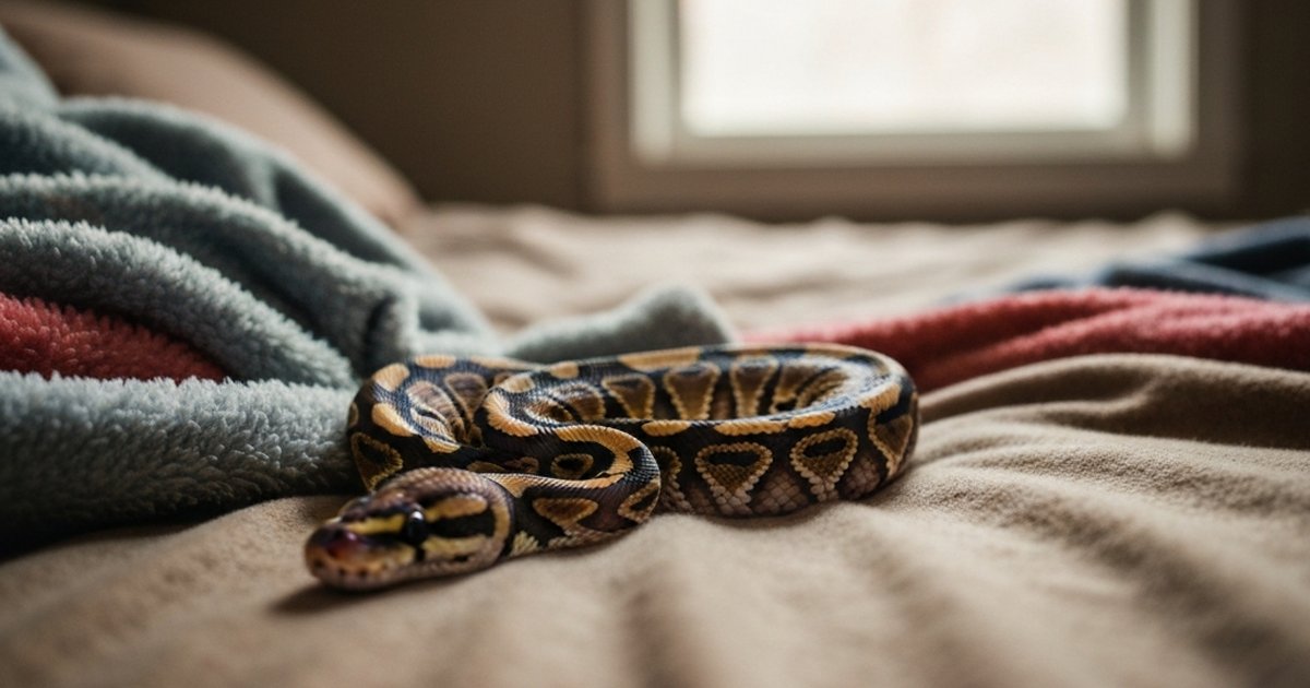 Ball python wrapped around a branch