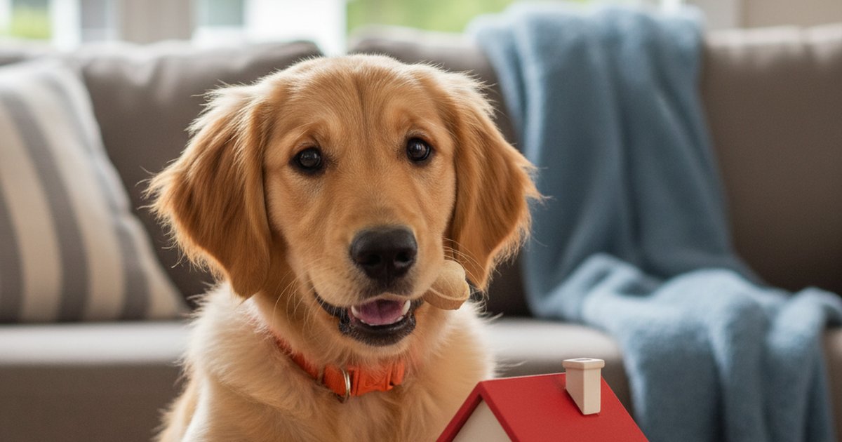 A golden retriever sitting next to a calculator and insurance documents
