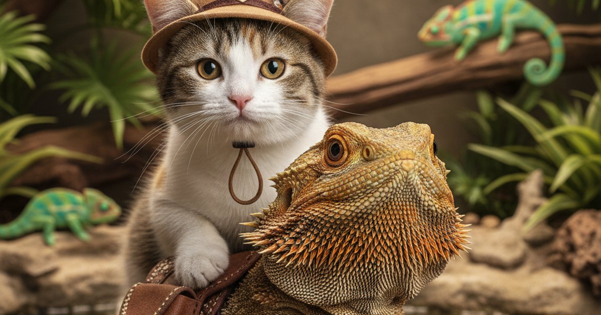 A bearded dragon being examined by a veterinarian